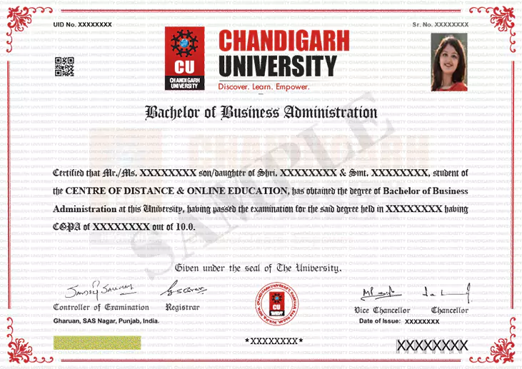 Chandigarh University Sample Degree